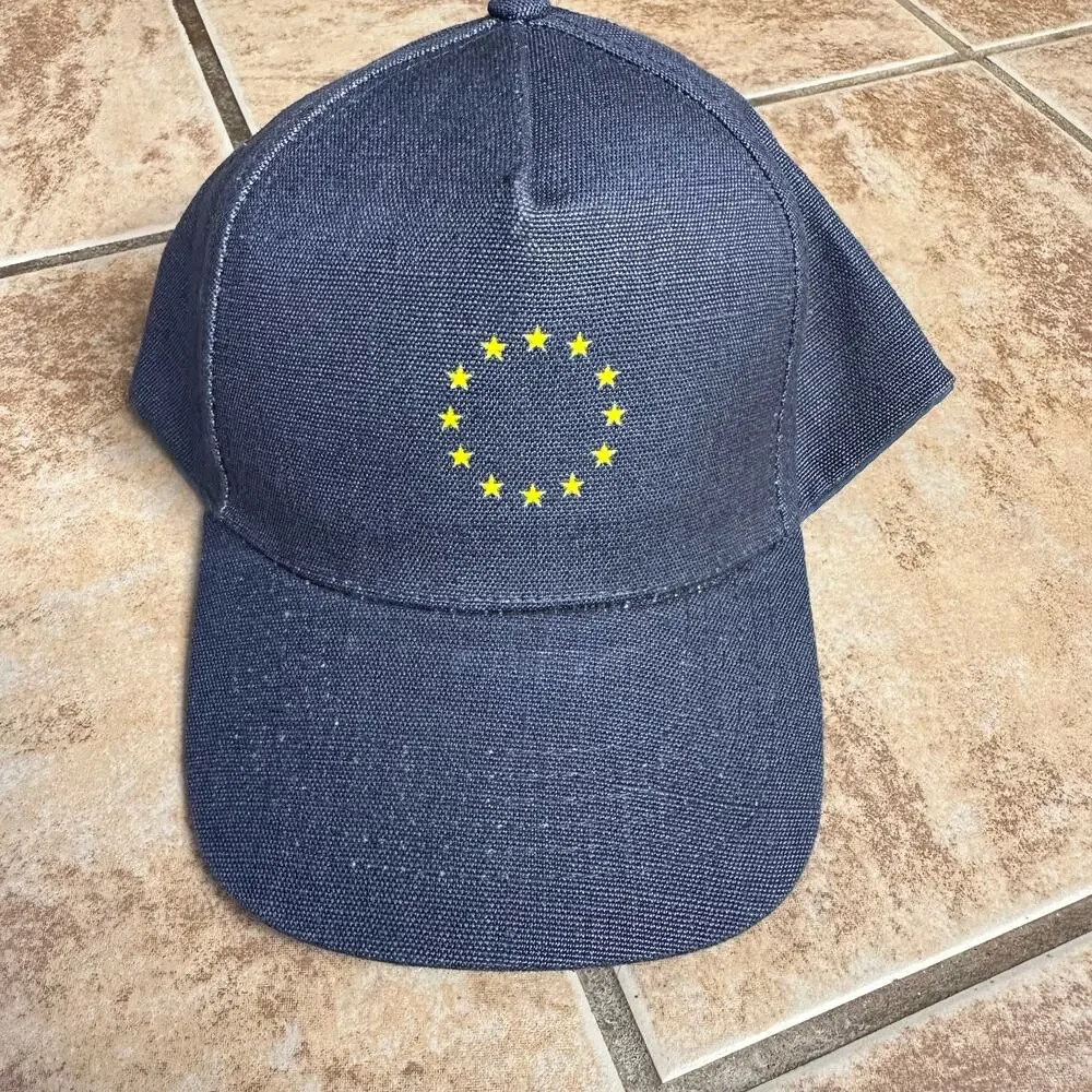 European Union Flag Stars‎ Baseball Hat Cap Blue Made of Hemp